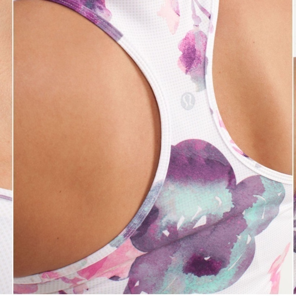 Lululemon Cool Racerback Blurred Blossoms Multi Colour Tank Size 2 - Picture 8 of 11